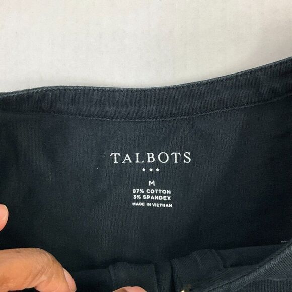 Talbots T-Shirt FADED Black Stretch Tee 3/4 Sleeve Cotton Blend Top M Medium - Picture 4 of 10